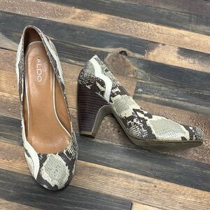 Aldo Women's Snakeskin Heels - Brown and Cream
